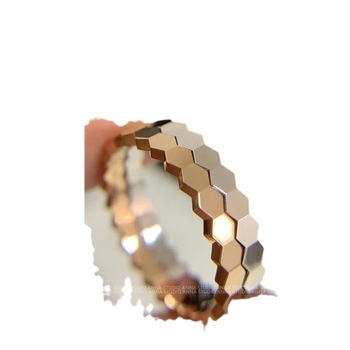Prsten od 18K zlata s pčelinjim saćem, geometrijski uzorak, pola reda dijamanata, unisex, originalni dizajn