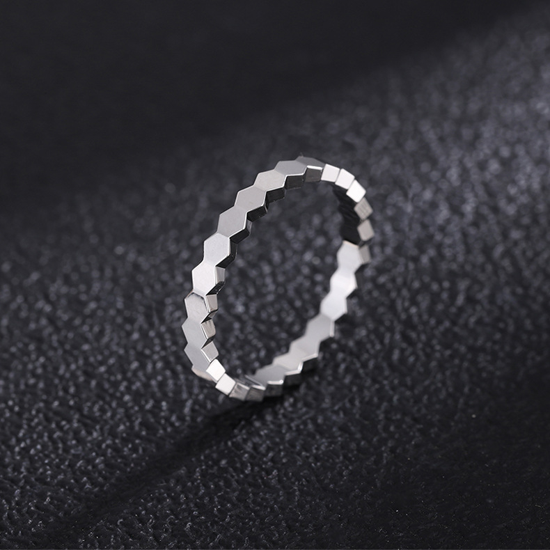 Prsten od 18K zlata s pčelinjim saćem, geometrijski uzorak, pola reda dijamanata, unisex, originalni dizajn