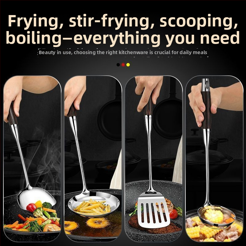 Set lyžíc a špachtľe z nerezovej ocele s drevenými rukoväťami – teplotne odolný, protišmykový, odolný, viacúčelový, s možnosťou personalizácie