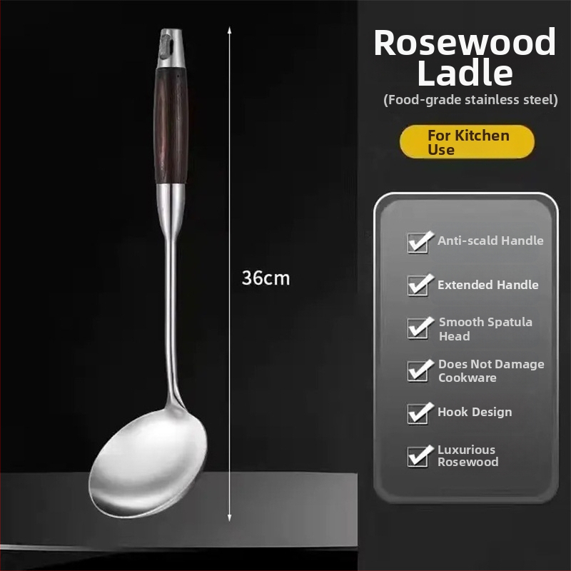 Set lyžíc a špachtľe z nerezovej ocele s drevenými rukoväťami – teplotne odolný, protišmykový, odolný, viacúčelový, s možnosťou personalizácie