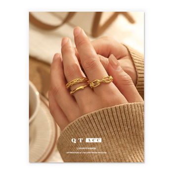 Bakreni prsten s elektroplatiranjem, geometrijski oblik, unisex retro stil, uvijene linije i dizajn