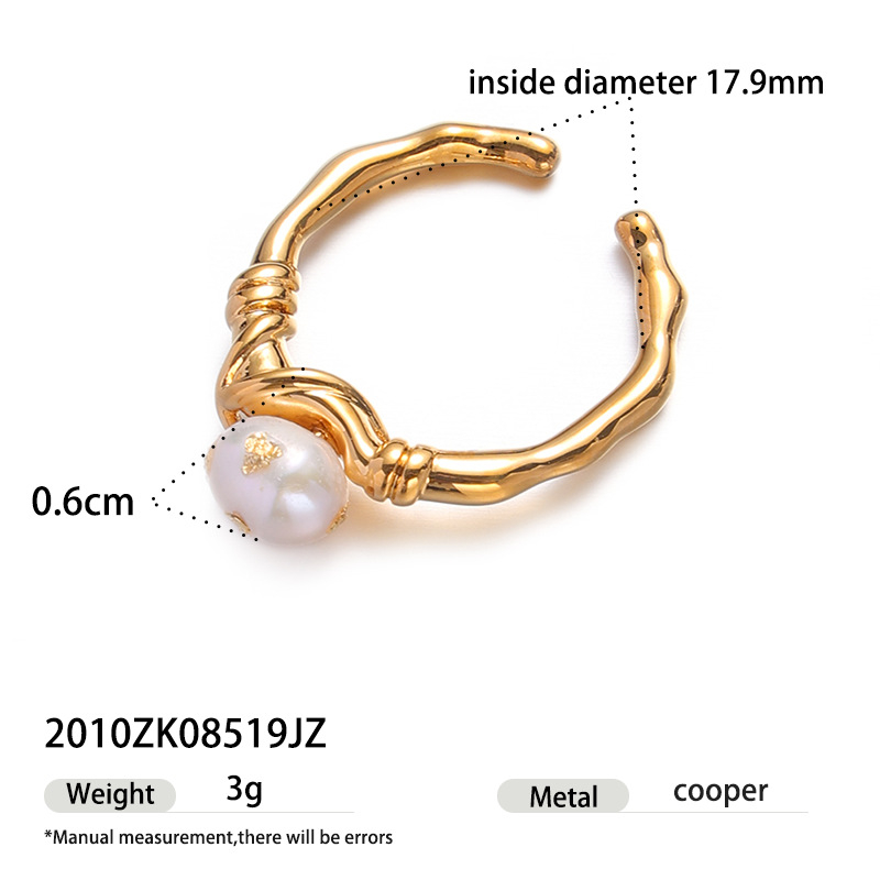 Bakreni prsten s elektroplatiranjem, geometrijski oblik, unisex retro stil, uvijene linije i dizajn