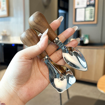 Lingură din oțel inoxidabil în formă de urs, stil simplu, finisaj oglindă, personalizare disponibilă