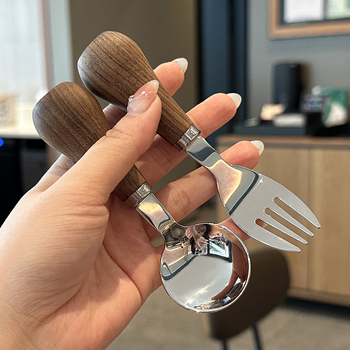 Lingură din oțel inoxidabil în formă de urs, stil simplu, finisaj oglindă, personalizare disponibilă