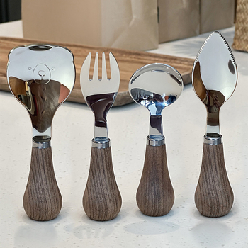 Lingură din oțel inoxidabil în formă de urs, stil simplu, finisaj oglindă, personalizare disponibilă