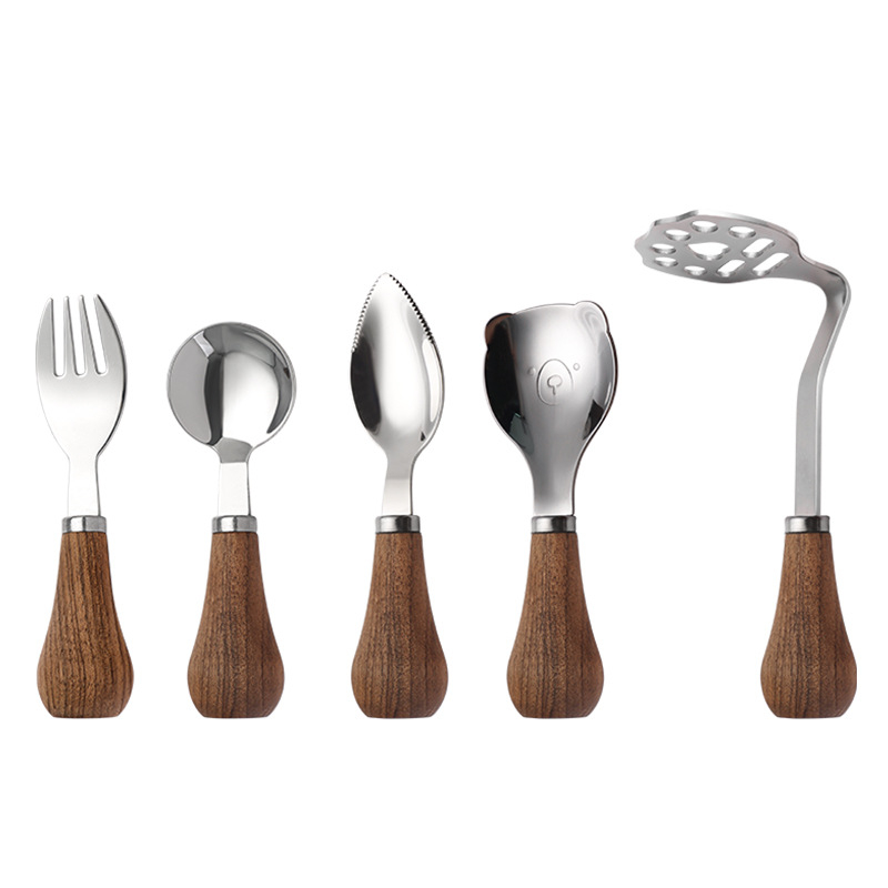 Lingură din oțel inoxidabil în formă de urs, stil simplu, finisaj oglindă, personalizare disponibilă