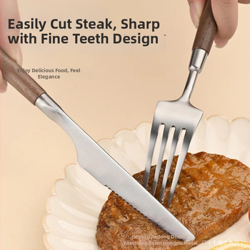 Kés, villa, kanál készlet 304 rozsdamentes acélból, tükrös felület, kézzel készített, retro fényű stílus