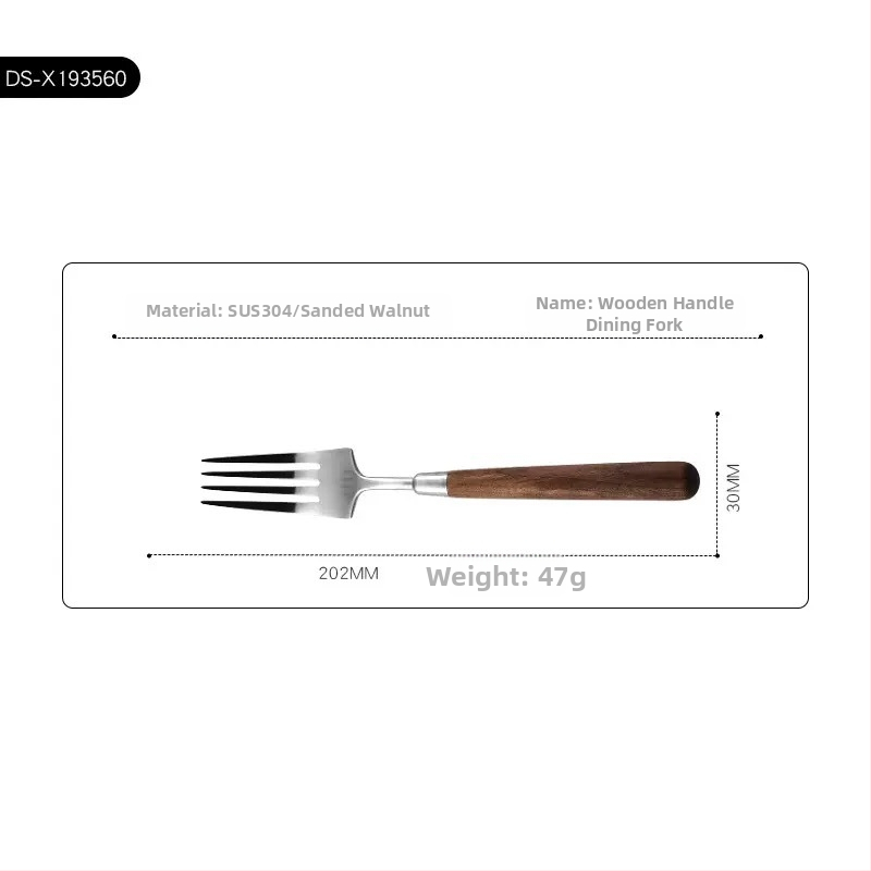 Kés, villa, kanál készlet 304 rozsdamentes acélból, tükrös felület, kézzel készített, retro fényű stílus