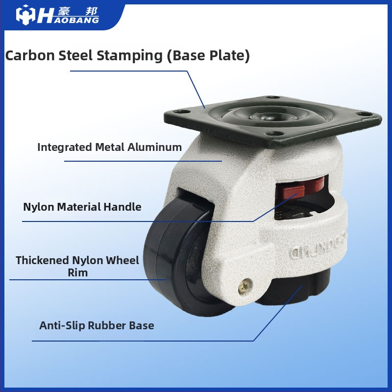 Βιομηχανικός βαρέως τύπου περιστρεφόμενος κάστερ GD40F με ρυθμιζόμενη βάση πλάκας