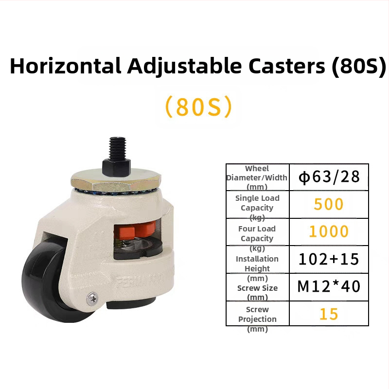 Βιομηχανικός βαρέως τύπου περιστρεφόμενος κάστερ GD40F με ρυθμιζόμενη βάση πλάκας