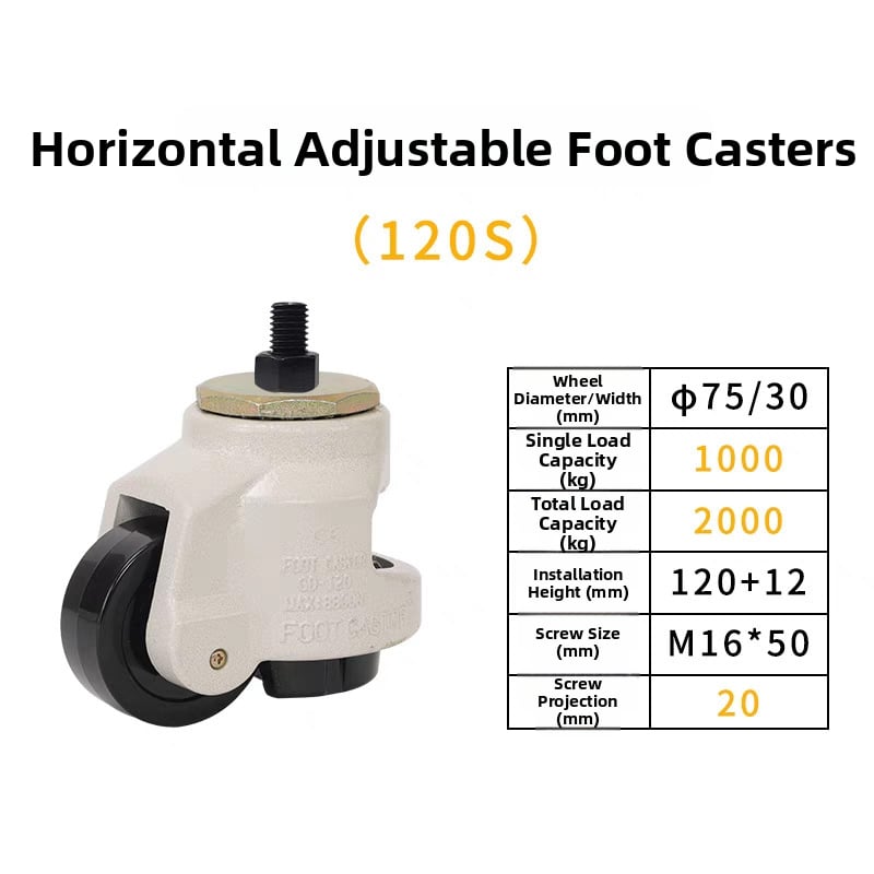 Βιομηχανικός βαρέως τύπου περιστρεφόμενος κάστερ GD40F με ρυθμιζόμενη βάση πλάκας