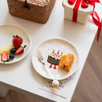 Kaulų porceliano lėkštė, keraminė užkandžių plokštė, karikatūrinis raštas, mielas stilius, mikrobangų krosnelė tinka, paviršius: po glazūra spalva + aukštos temperatūros decal