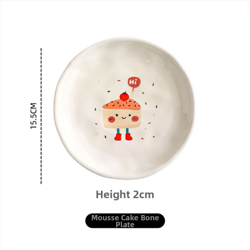 Kaulų porceliano lėkštė, keraminė užkandžių plokštė, karikatūrinis raštas, mielas stilius, mikrobangų krosnelė tinka, paviršius: po glazūra spalva + aukštos temperatūros decal