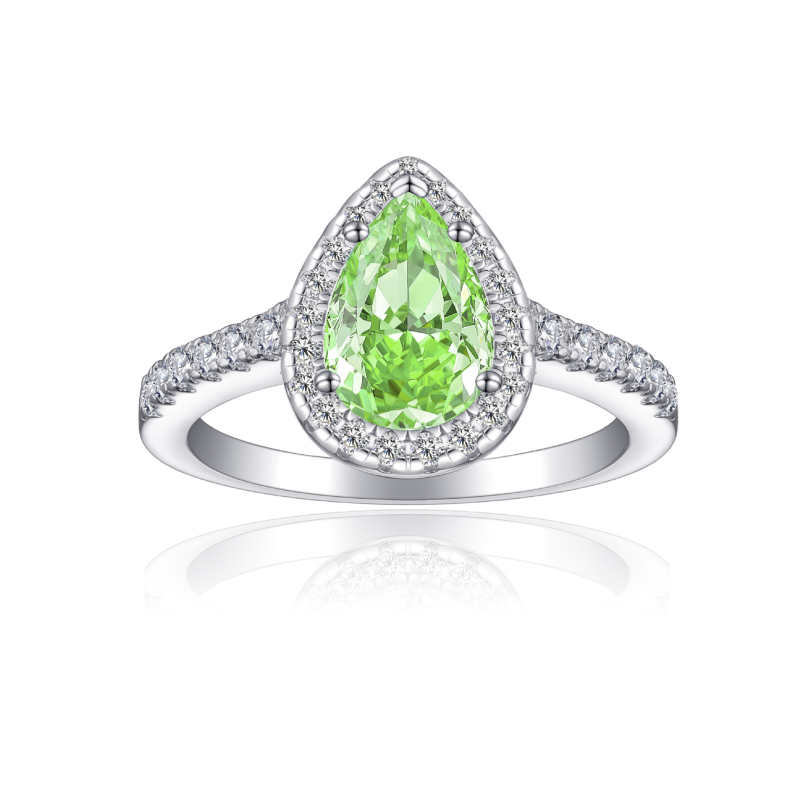 Prsteň zo striebra 925 s kapkovitým tvarom 8A zirkónom, 3,3 g, dizajn koruna-geometria