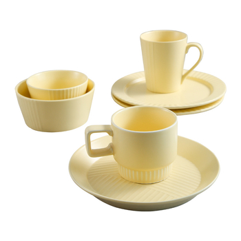 Sada misiek a tanierov z porcelánu, kruhový tvar, jednofarebný dizajn, vhodný do mikrovlnky, Tide Porcelain Makers