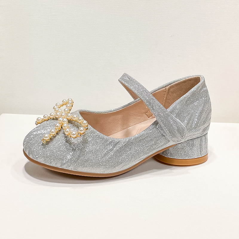 Pantofi prințesă pentru fete, cu cristale, suprafață PU, închidere Velcro, talpă din cauciuc, 4–12 ani