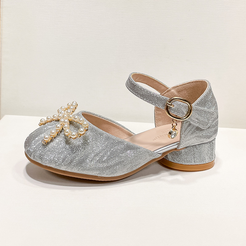 Pantofi prințesă pentru fete, cu cristale, suprafață PU, închidere Velcro, talpă din cauciuc, 4–12 ani