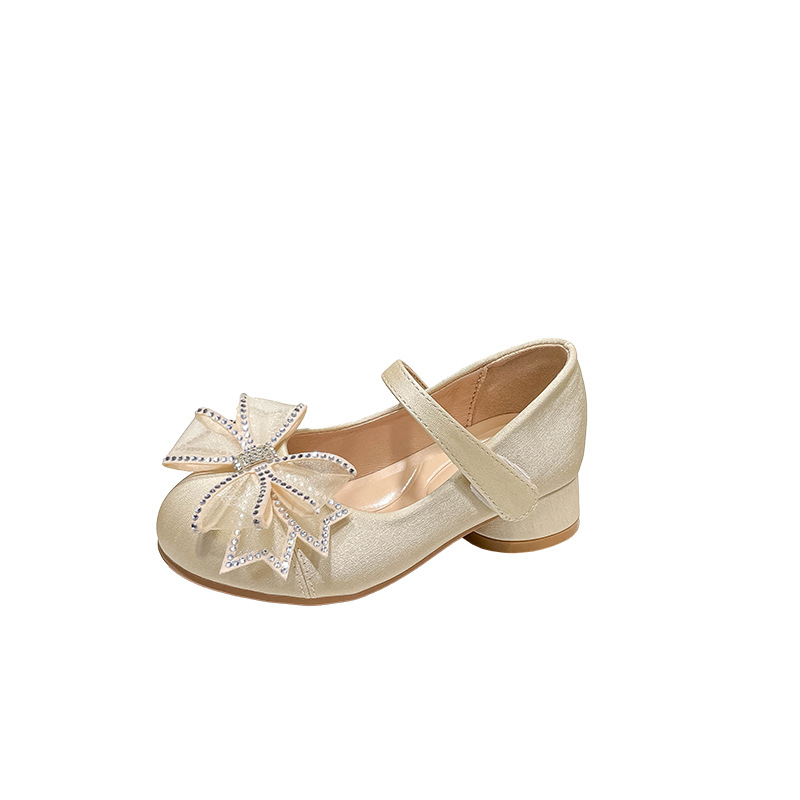 Pantofi prințesă pentru fete, cu cristale, suprafață PU, închidere Velcro, talpă din cauciuc, 4–12 ani