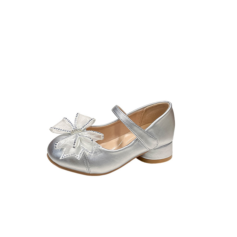 Pantofi prințesă pentru fete, cu cristale, suprafață PU, închidere Velcro, talpă din cauciuc, 4–12 ani