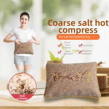 Горещ солен пакет за физиотерапия – пакет с груба сол и моксa, морска сол за рамо и шия, лен, 40–60°C, 1,4–2 кг