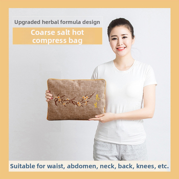 Горещ солен пакет за физиотерапия – пакет с груба сол и моксa, морска сол за рамо и шия, лен, 40–60°C, 1,4–2 кг