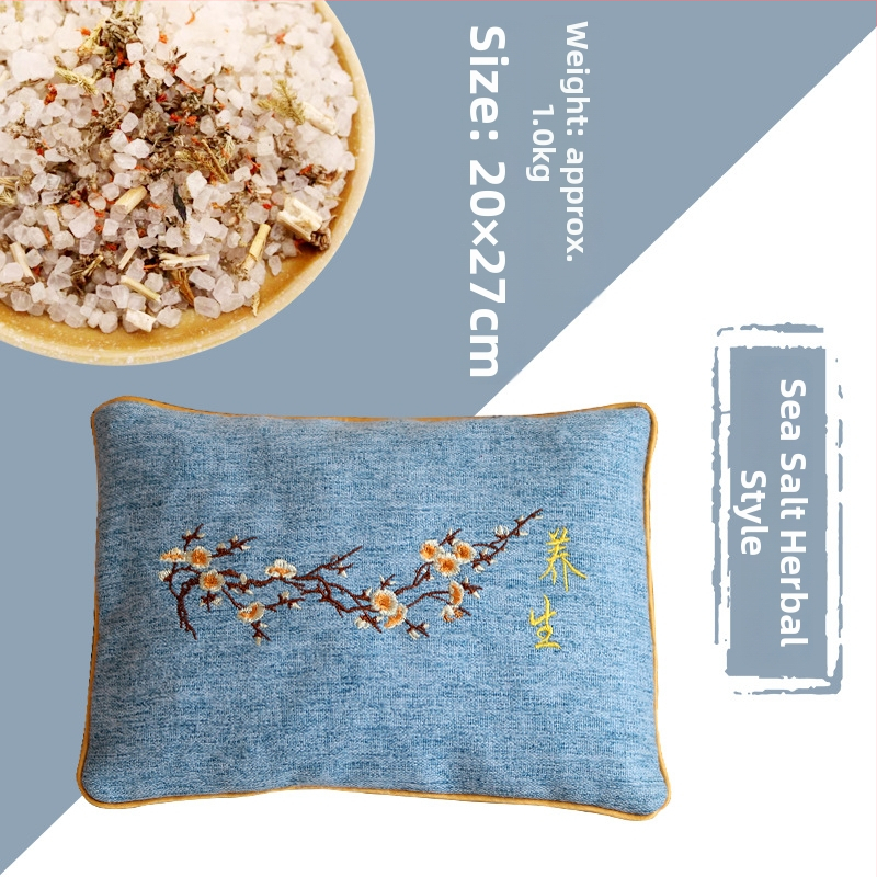 Горещ солен пакет за физиотерапия – пакет с груба сол и моксa, морска сол за рамо и шия, лен, 40–60°C, 1,4–2 кг