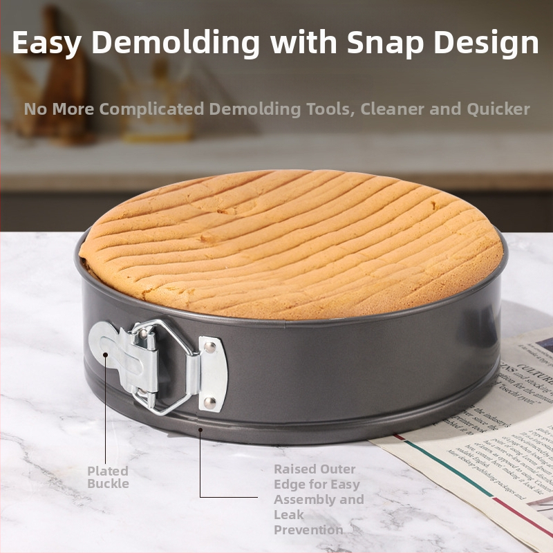 Sütőforma készlet, vastagított szénacélból, kör alakú, mozdítható aljjal, tapadásmentes, torta csifon sütéséhez