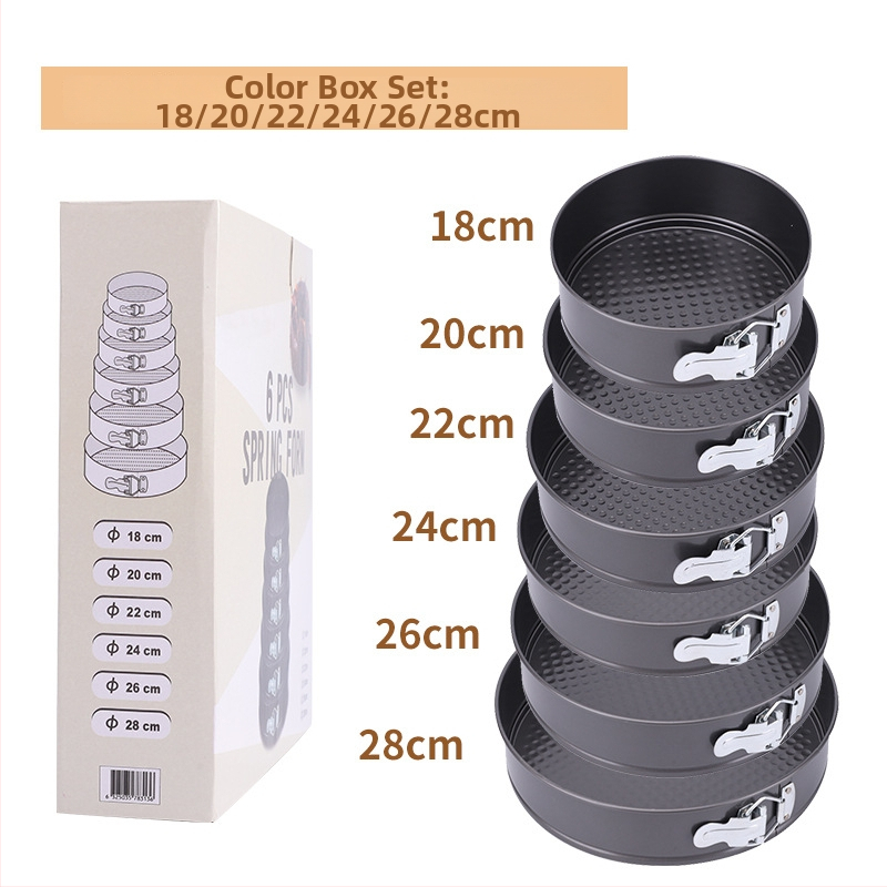 Sütőforma készlet, vastagított szénacélból, kör alakú, mozdítható aljjal, tapadásmentes, torta csifon sütéséhez