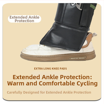 Дълги надколенни протектори за колоездене и мотоциклети, кожа и вълна, ветроустойчиви и студоустойчиви