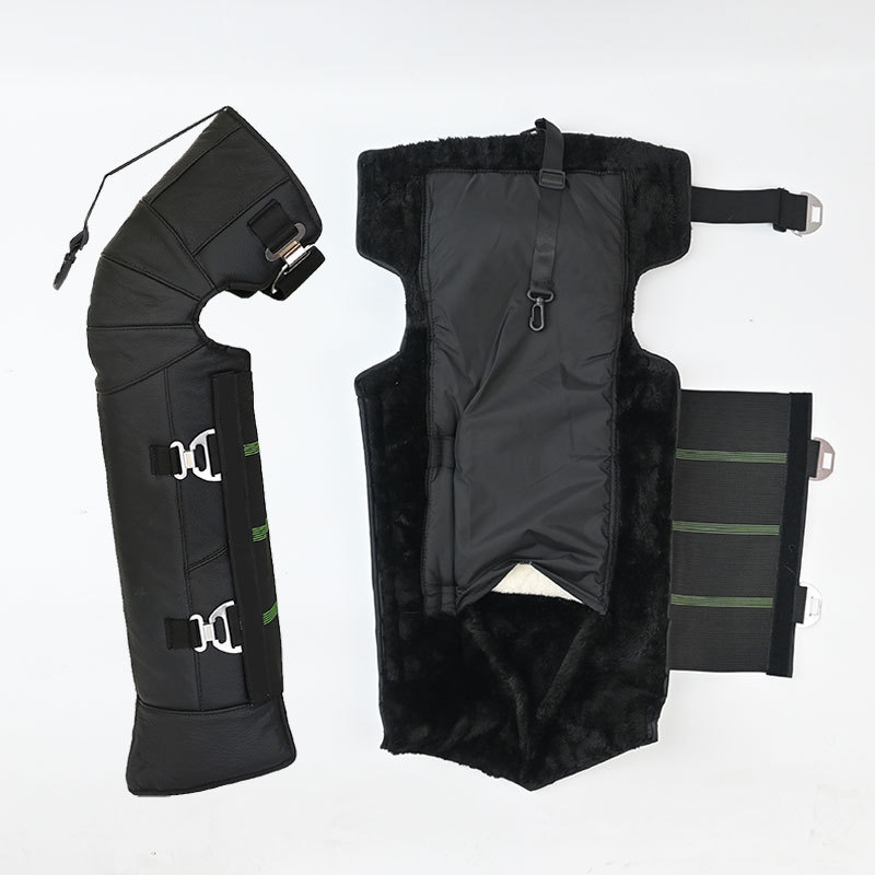 Дълги надколенни протектори за колоездене и мотоциклети, кожа и вълна, ветроустойчиви и студоустойчиви