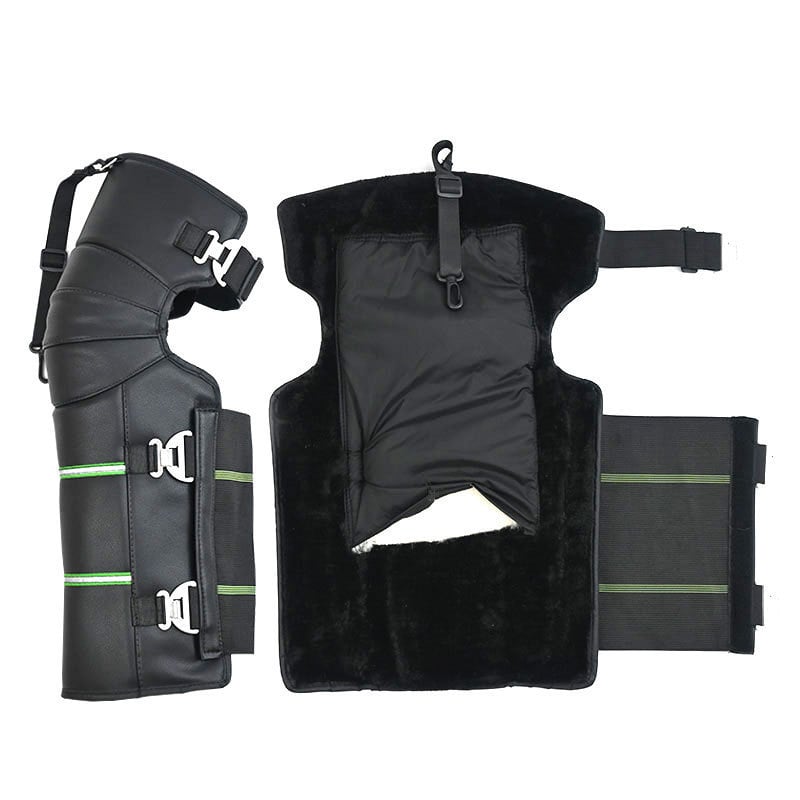 Дълги надколенни протектори за колоездене и мотоциклети, кожа и вълна, ветроустойчиви и студоустойчиви