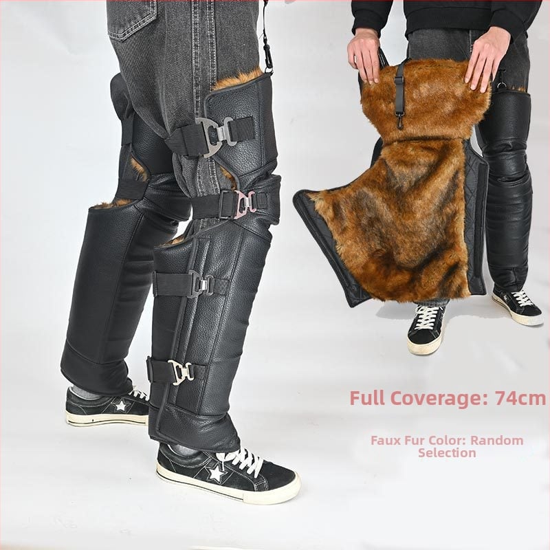 Дълги надколенни протектори за колоездене и мотоциклети, кожа и вълна, ветроустойчиви и студоустойчиви