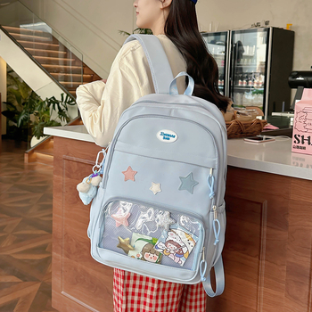 Rucsac pentru elevi, stil Harajuku, 36–55L, poliester, curele de umăr curvate