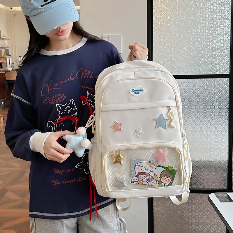 Rucsac pentru elevi, stil Harajuku, 36–55L, poliester, curele de umăr curvate