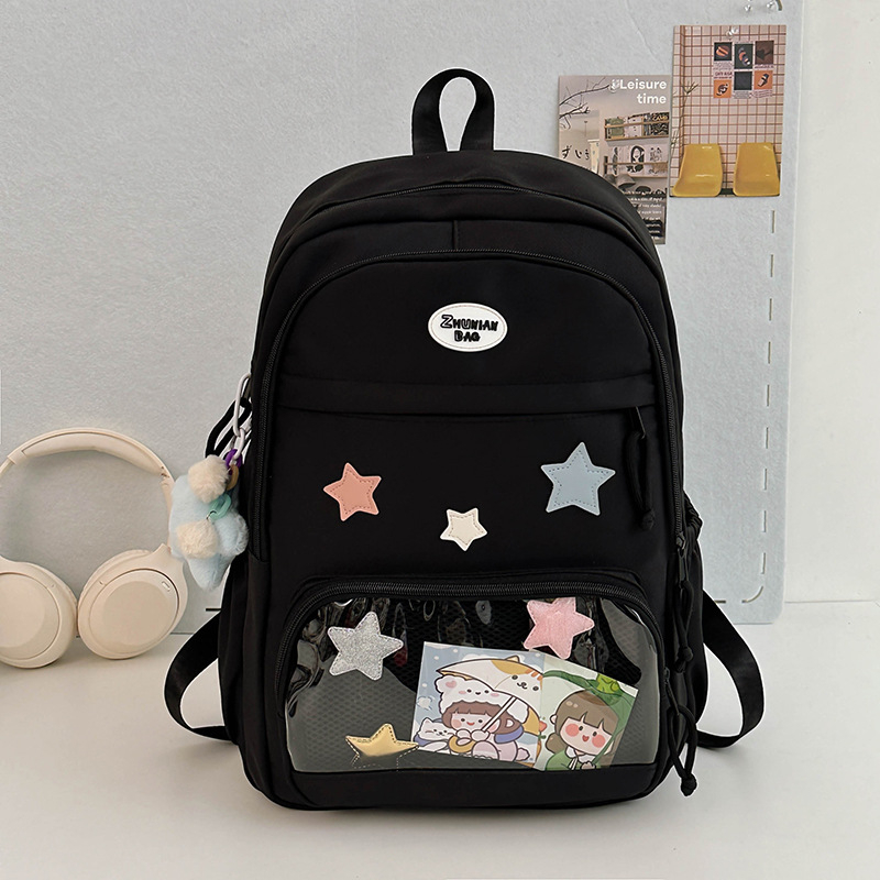 Rucsac pentru elevi, stil Harajuku, 36–55L, poliester, curele de umăr curvate