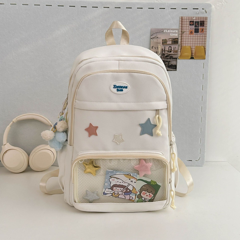 Rucsac pentru elevi, stil Harajuku, 36–55L, poliester, curele de umăr curvate