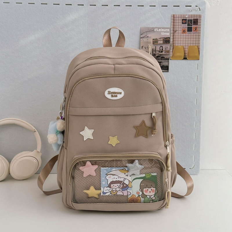 Rucsac pentru elevi, stil Harajuku, 36–55L, poliester, curele de umăr curvate