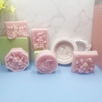 Formă din silicon în formă de iepuraș pentru săpun și prăjituri; formă neregulată; material: silicon; potrivită pentru rășină epoxidică și lumânări aromatice