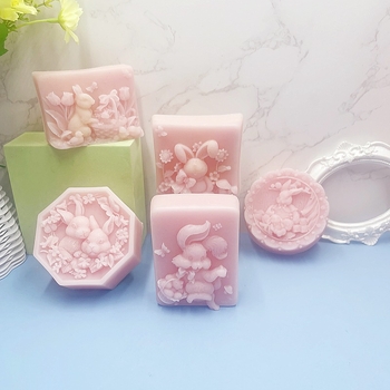 Formă din silicon în formă de iepuraș pentru săpun și prăjituri; formă neregulată; material: silicon; potrivită pentru rășină epoxidică și lumânări aromatice