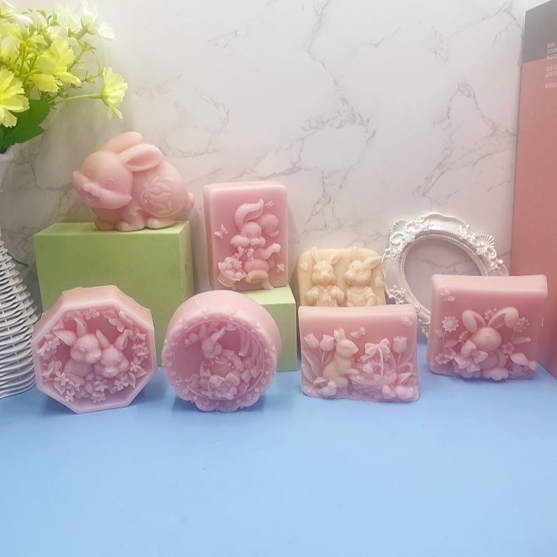 Formă din silicon în formă de iepuraș pentru săpun și prăjituri; formă neregulată; material: silicon; potrivită pentru rășină epoxidică și lumânări aromatice