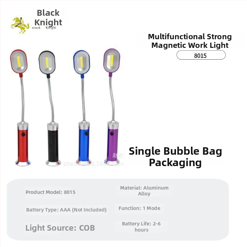 Núdzové pracovné svetlo s 9-LED COB, ručné napájanie, magnetická základňa, hliníkové telo