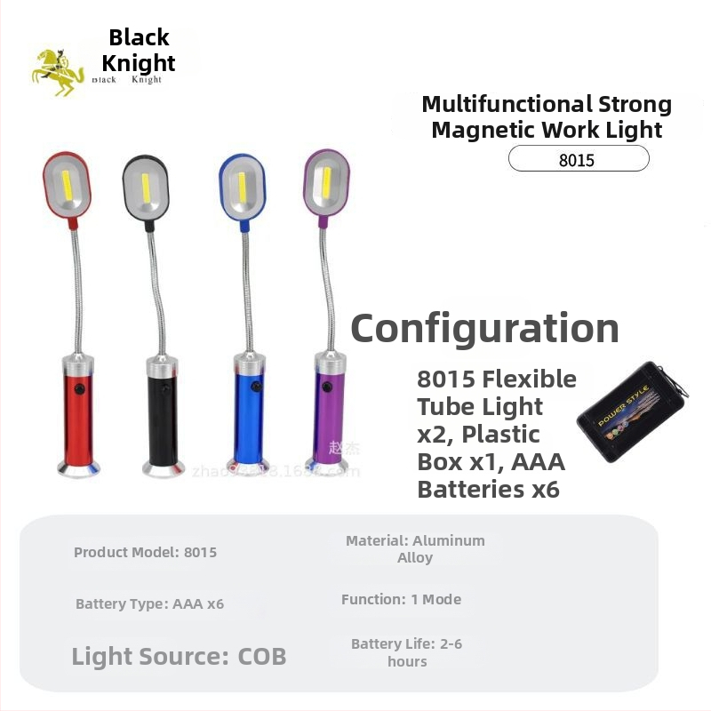 Núdzové pracovné svetlo s 9-LED COB, ručné napájanie, magnetická základňa, hliníkové telo