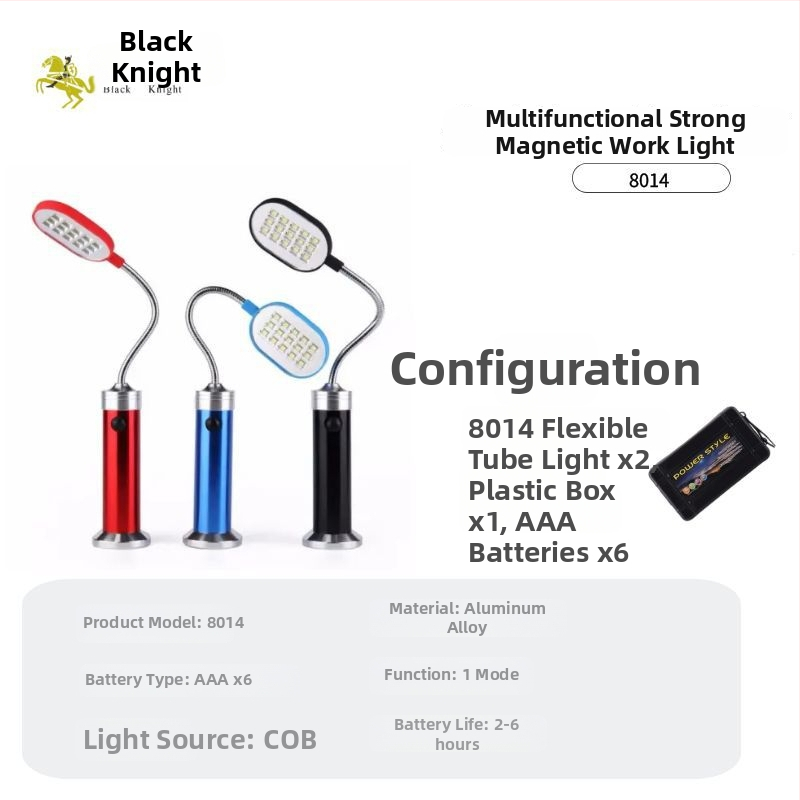 Núdzové pracovné svetlo s 9-LED COB, ručné napájanie, magnetická základňa, hliníkové telo