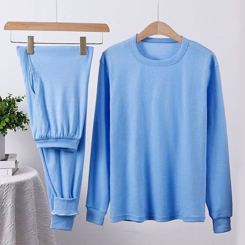 Ανδρικό θερμικό σετ από 100% βαμβάκι, δύο τεμαχίων, υψηλή μέση, μεσαία θερμότητα, μεσαίο πάχος