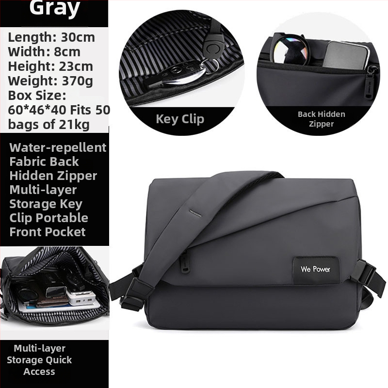 Férfi keresztpántos oldaltáska utcai stílusban, nylon anyagból, vízálló, ultrakönnyű, 11 hüvelykes laptop befogadható