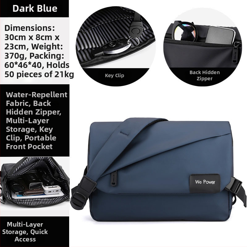 Férfi keresztpántos oldaltáska utcai stílusban, nylon anyagból, vízálló, ultrakönnyű, 11 hüvelykes laptop befogadható