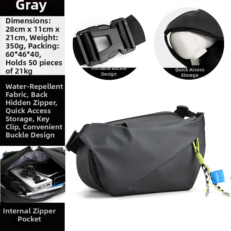 Férfi keresztpántos oldaltáska utcai stílusban, nylon anyagból, vízálló, ultrakönnyű, 11 hüvelykes laptop befogadható