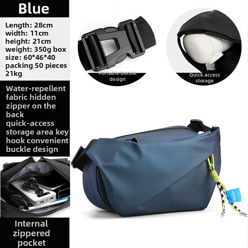 Férfi keresztpántos oldaltáska utcai stílusban, nylon anyagból, vízálló, ultrakönnyű, 11 hüvelykes laptop befogadható