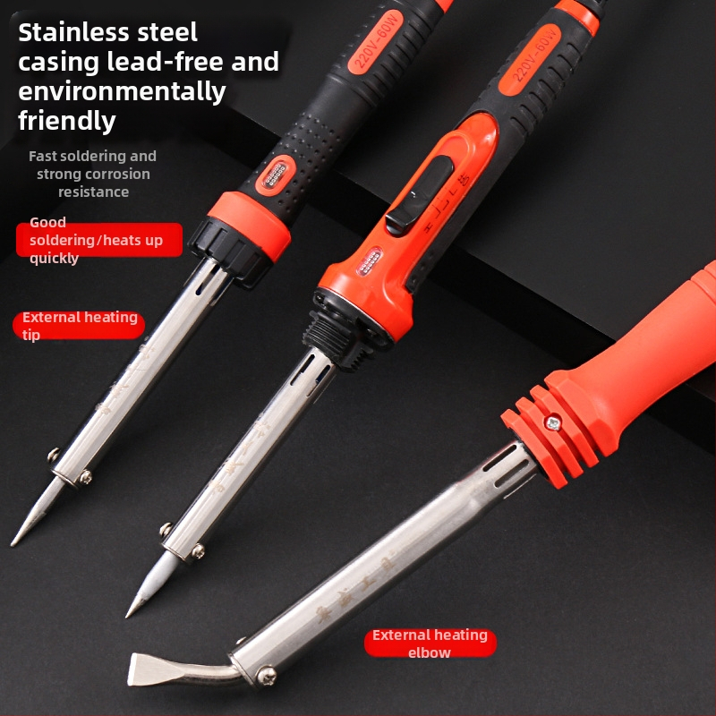 Elektrický spájkovač pre domáce použitie, gumová rukoväť, 220V, vonkajšie zahrievanie, profesionálna trieda, vhodný na spájanie, odspájkovanie a pyrografiu