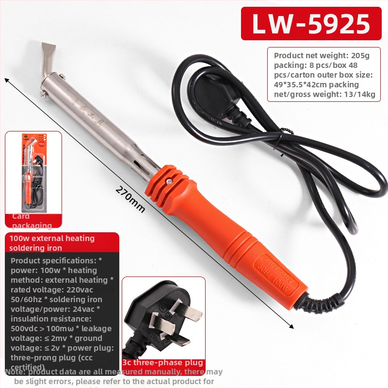 Elektrický spájkovač pre domáce použitie, gumová rukoväť, 220V, vonkajšie zahrievanie, profesionálna trieda, vhodný na spájanie, odspájkovanie a pyrografiu